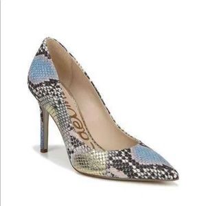 Sam Edelman Hazel Riviera Blue Snake Print Pump, size 6